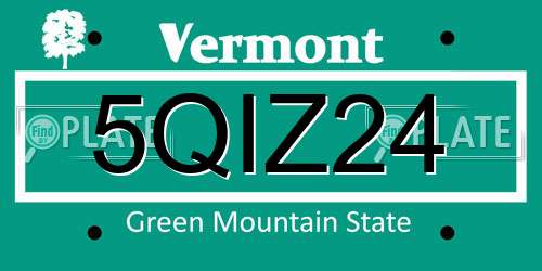 5QIZ24 Vermont License Plate