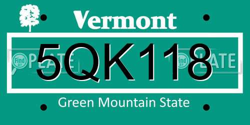 5QK118 Vermont License Plate