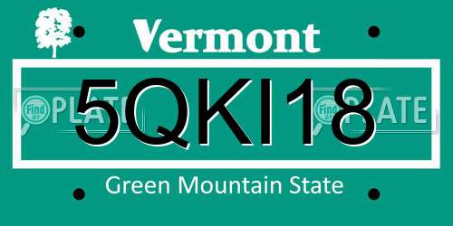 5QKI18 Vermont License Plate