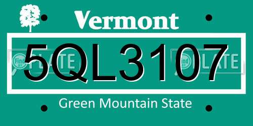 5QL3107 Vermont License Plate