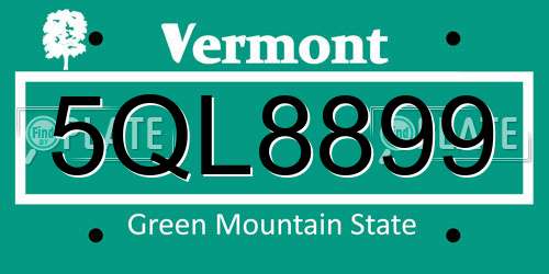 5QL8899 Vermont License Plate