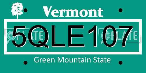 5QLE107 Vermont License Plate