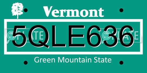5QLE636 Vermont License Plate