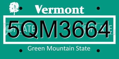 5QM3664 Vermont License Plate