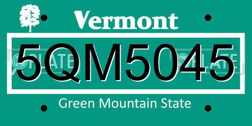 5QM5045 Vermont License Plate