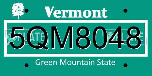 5QM8048 Vermont License Plate