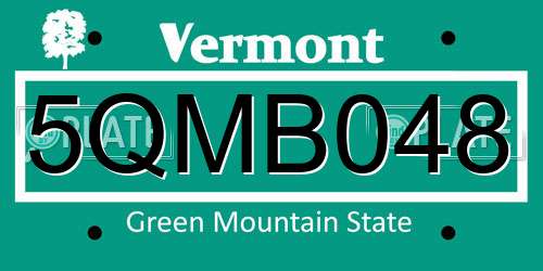 5QMB048 Vermont License Plate