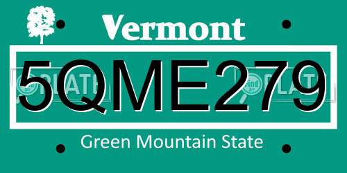 5QME279 Vermont License Plate