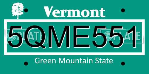 5QME551 Vermont License Plate