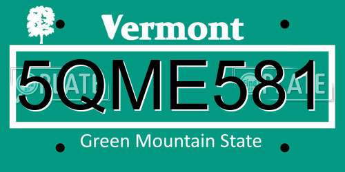5QME581 Vermont License Plate