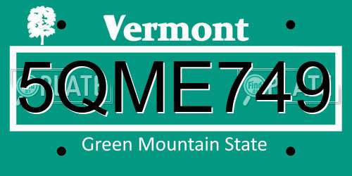 5QME749 Vermont License Plate
