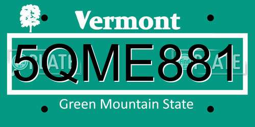 5QME881 Vermont License Plate