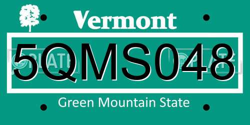 5QMS048 Vermont License Plate