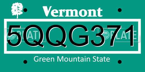 5QQG371 Vermont License Plate
