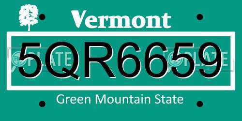 5QR6659 Vermont License Plate