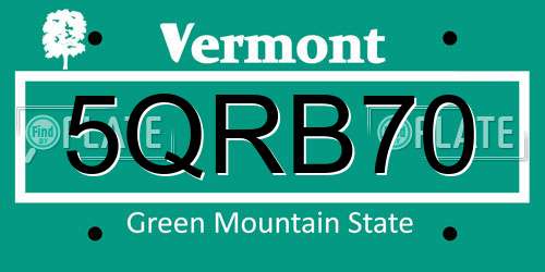 5QRB70 Vermont License Plate