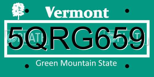 5QRG659 Vermont License Plate