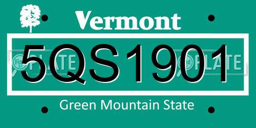 5QS1901 Vermont License Plate