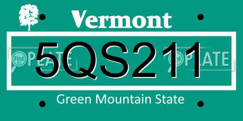 5QS211 Vermont License Plate