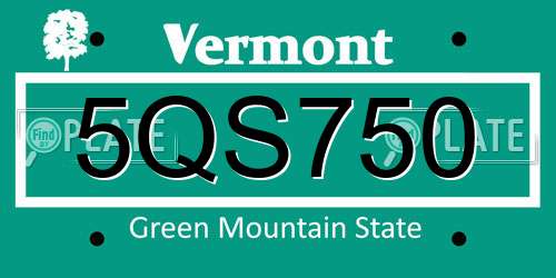 5QS750 Vermont License Plate