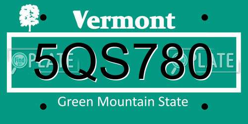5QS780 Vermont License Plate