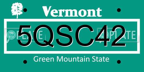 5QSC42 Vermont License Plate