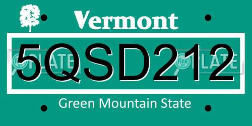 5QSD212 Vermont License Plate