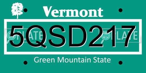 5QSD217 Vermont License Plate
