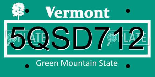5QSD712 Vermont License Plate