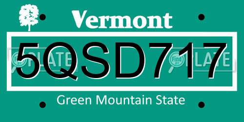 5QSD717 Vermont License Plate