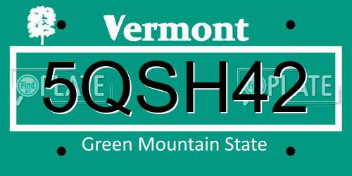 5QSH42 Vermont License Plate
