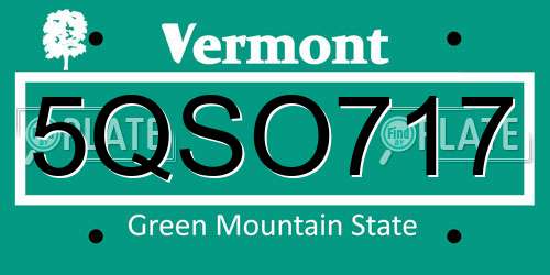 5QSO717 Vermont License Plate