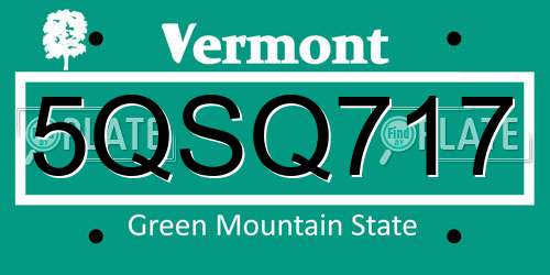5QSQ717 Vermont License Plate