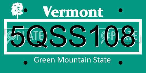 5QSS108 Vermont License Plate