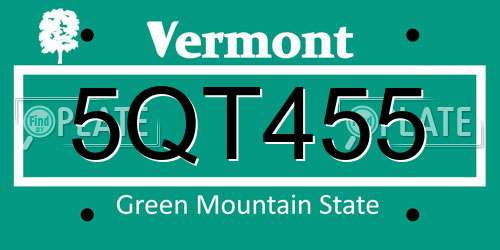5QT455 Vermont License Plate