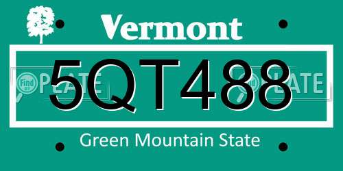 5QT488 Vermont License Plate