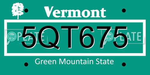 5QT675 Vermont License Plate