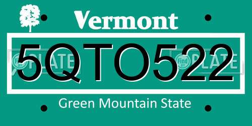 5QTO522 Vermont License Plate