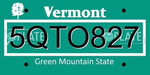 5QTO827 Vermont License Plate
