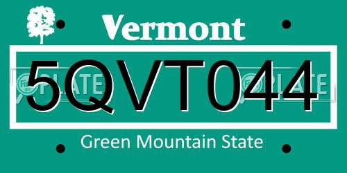 5QVT044 Vermont License Plate