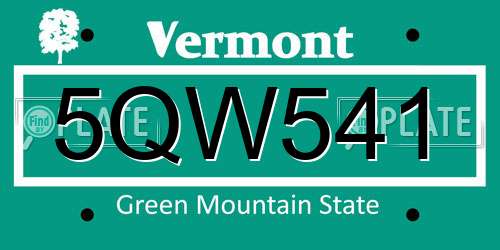 5QW541 Vermont License Plate