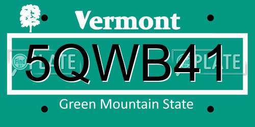 5QWB41 Vermont License Plate