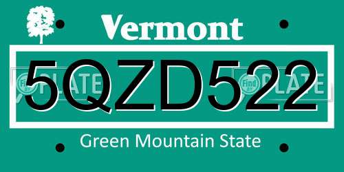 5QZD522 Vermont License Plate