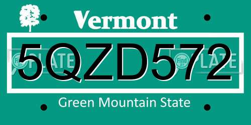 5QZD572 Vermont License Plate