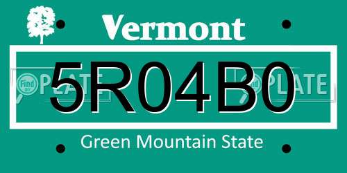 5R04B0 Vermont License Plate