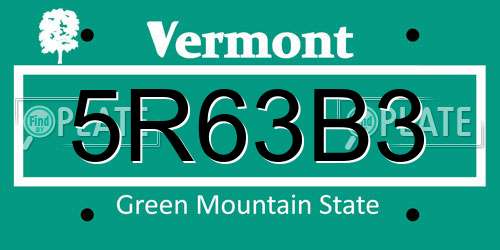 5R63B3 Vermont License Plate
