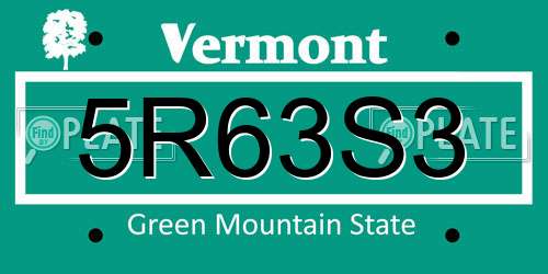 5R63S3 Vermont License Plate