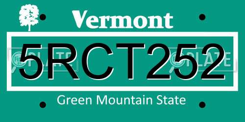 5RCT252 Vermont License Plate