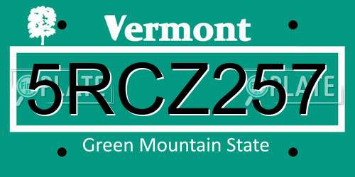 5RCZ257 Vermont License Plate