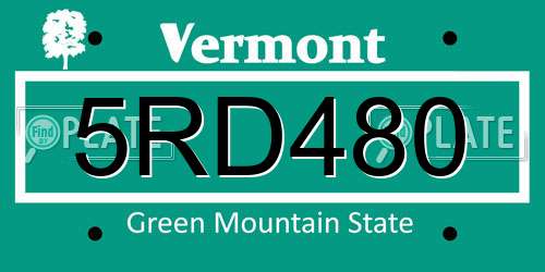5RD480 Vermont License Plate